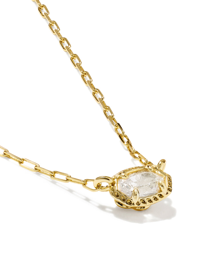 Kendra Scott Mini Elisa Luxe Gold Short Pendant Necklace | White CZ