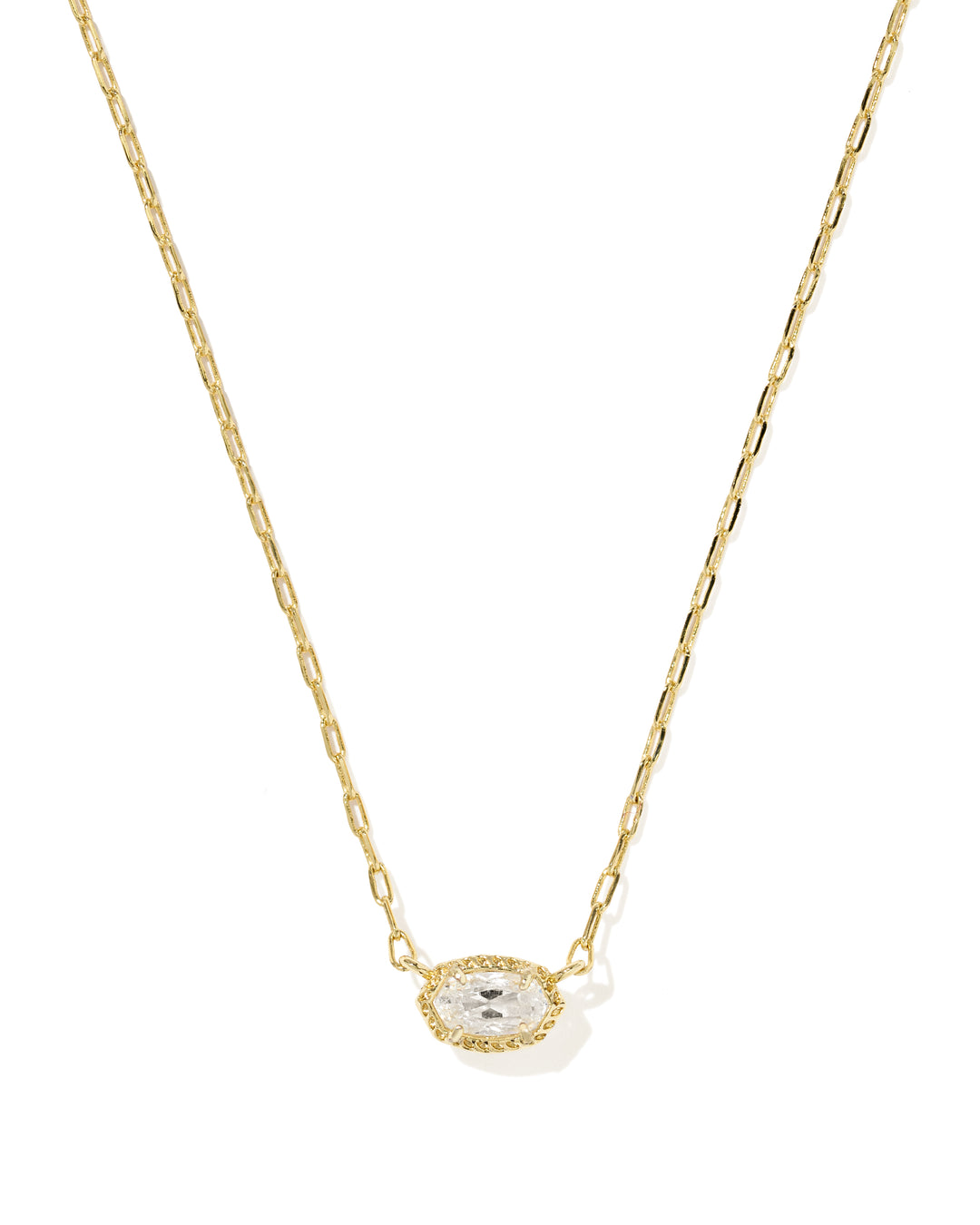 Kendra Scott Mini Elisa Luxe Gold Short Pendant Necklace | White CZ