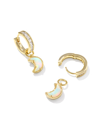 Kendra Scott Moon Huggie Earrings Gold White Mix-Earrings-Kendra Scott-Market Street Nest, Fashionable Clothing, Shoes and Home Décor Located in Mabank, TX
