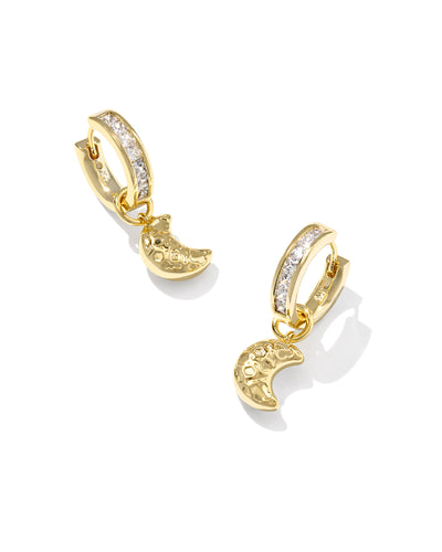 Kendra Scott Moon Huggie Earrings Gold White Mix-Earrings-Kendra Scott-Market Street Nest, Fashionable Clothing, Shoes and Home Décor Located in Mabank, TX