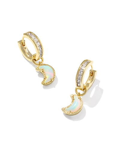 Kendra Scott Moon Huggie Earrings Gold White Mix-Earrings-Kendra Scott-Market Street Nest, Fashionable Clothing, Shoes and Home Décor Located in Mabank, TX