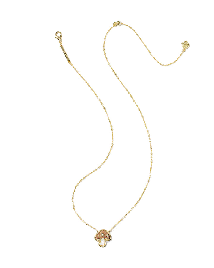 Kendra Scott Mushroom Short Pendant Necklace - Gold Brown Mix-01-Jewelry-Kendra Scott-Market Street Nest, Fashionable Clothing, Shoes and Home Décor Located in Mabank, TX