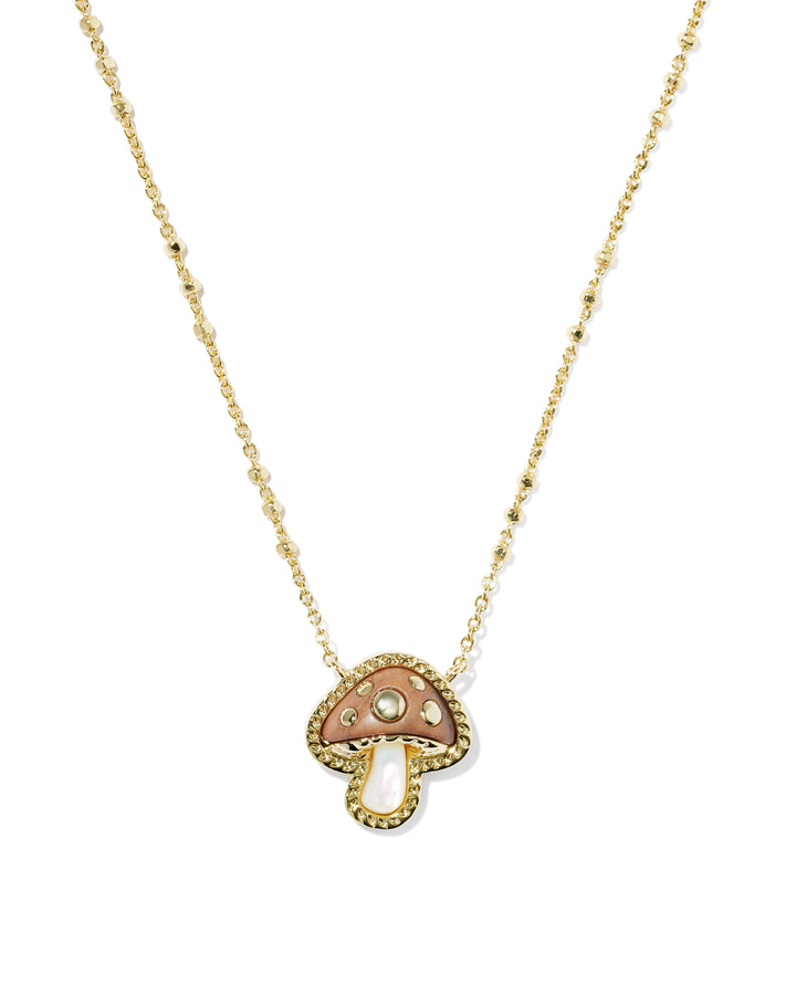 Kendra Scott Mushroom Short Pendant Necklace - Gold Brown Mix-01-Jewelry-Kendra Scott-Market Street Nest, Fashionable Clothing, Shoes and Home Décor Located in Mabank, TX