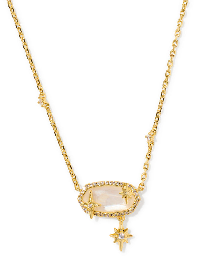 Kendra Scott The Elisa Star Gold Short Pendant Necklace - Gold Crystal Ivory Illusion-01-Jewelry-Kendra Scott-Market Street Nest, Fashionable Clothing, Shoes and Home Décor Located in Mabank, TX