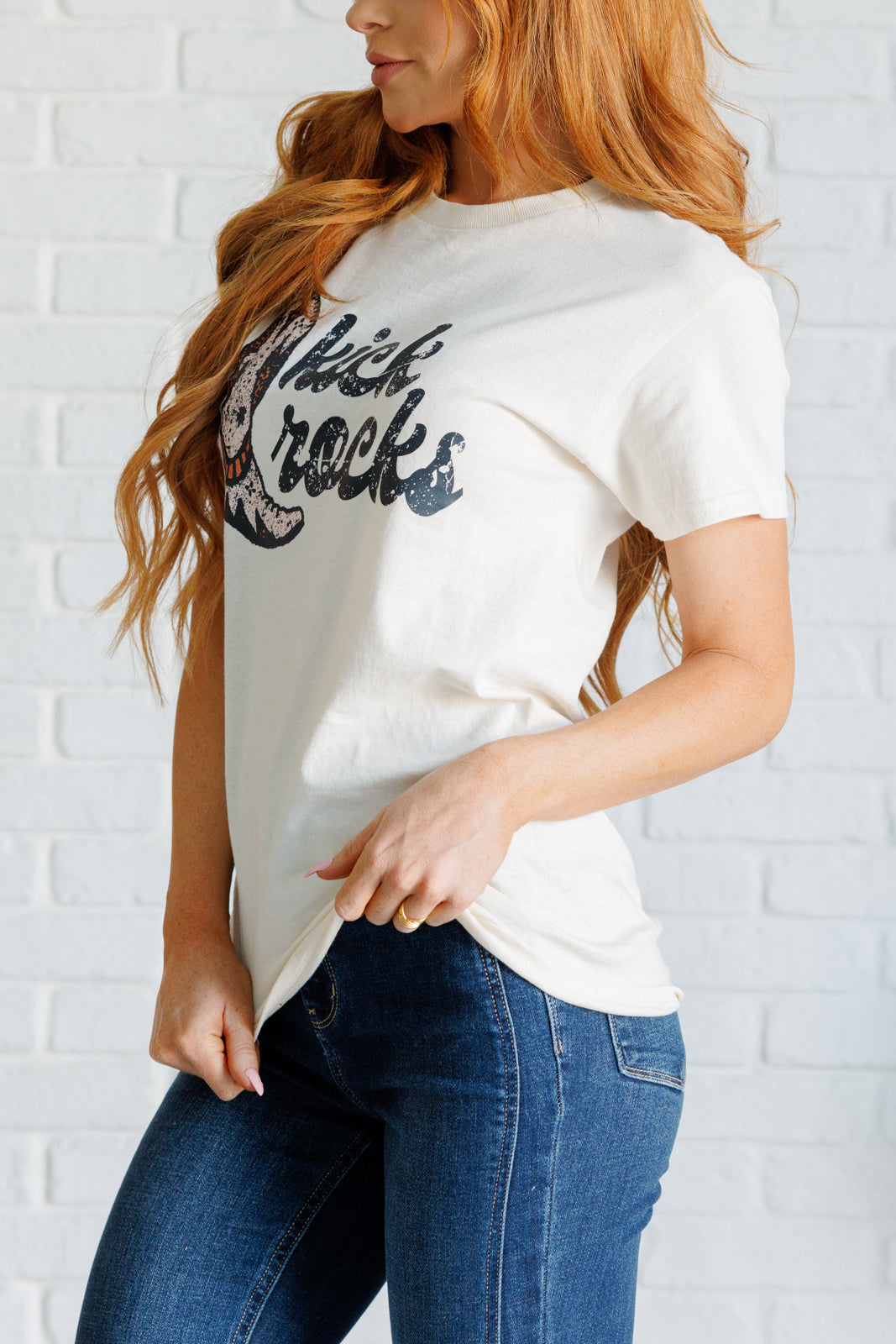 Kick Rocks Cowboy Boot Graphic Tee-Tops-Ave Shops-Market Street Nest, Fashionable Clothing, Shoes and Home Décor Located in Mabank, TX