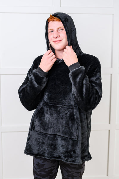 Kids Oversized Hoodie Blanket in Black-Layers-Ave Shops-Market Street Nest, Fashionable Clothing, Shoes and Home Décor Located in Mabank, TX