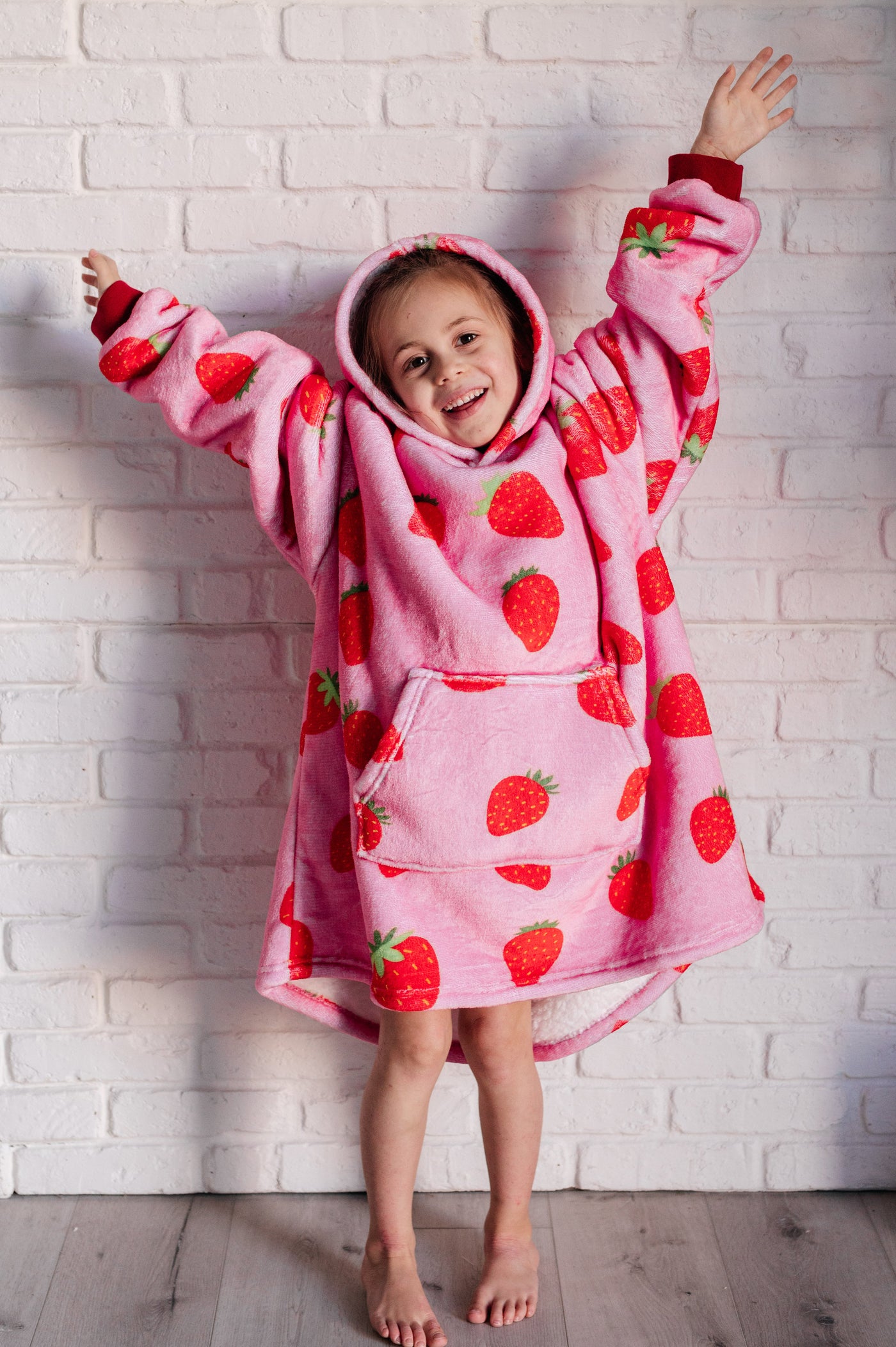 Kids Oversized Hoodie Blanket in Strawberry-Layers-Ave Shops-Market Street Nest, Fashionable Clothing, Shoes and Home Décor Located in Mabank, TX