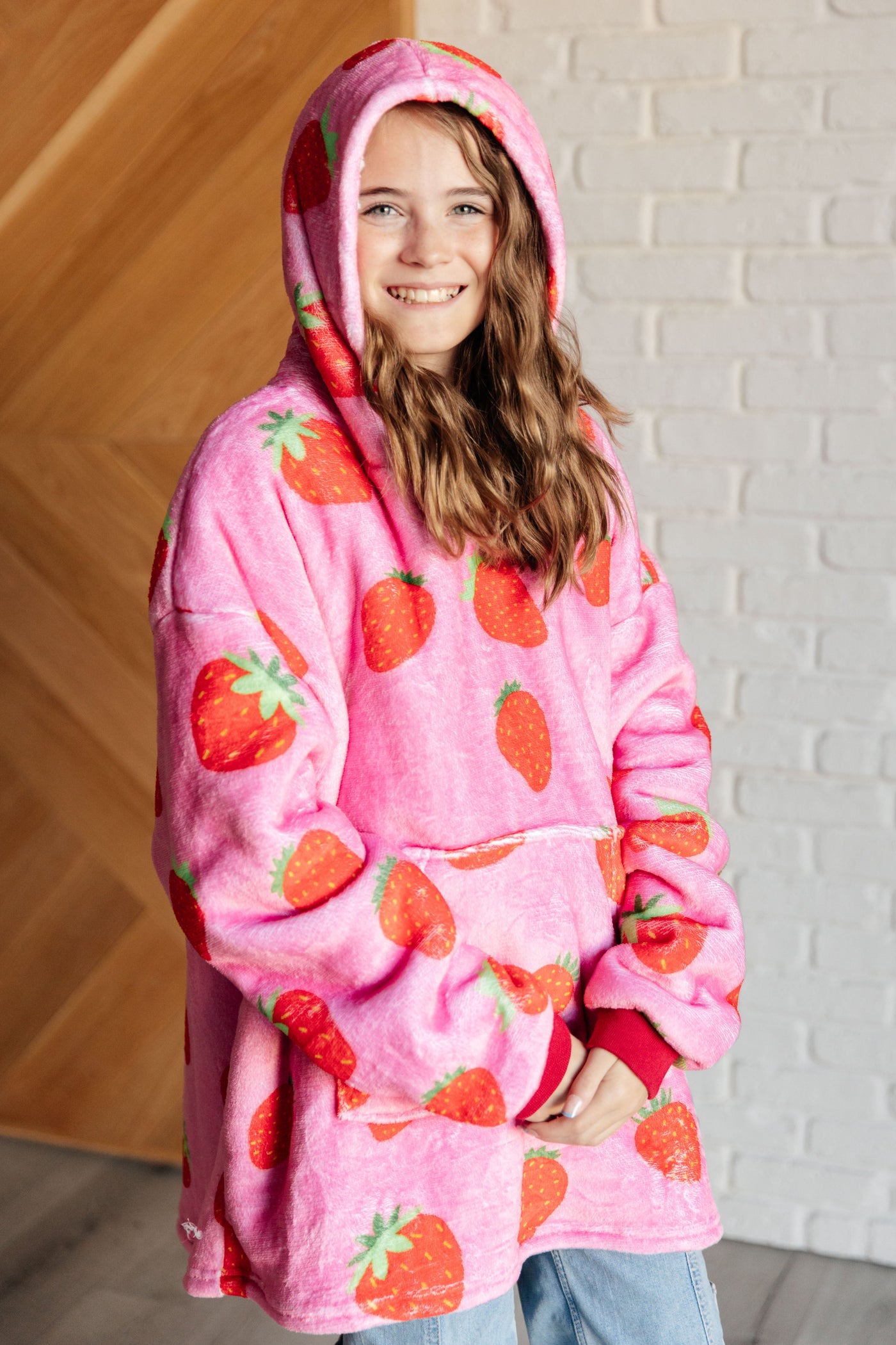 Kids Oversized Hoodie Blanket in Strawberry-Layers-Ave Shops-Market Street Nest, Fashionable Clothing, Shoes and Home Décor Located in Mabank, TX