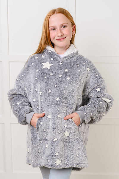 Kids Oversized Hoodie Blanket in Grey Stars-Layers-Ave Shops-Market Street Nest, Fashionable Clothing, Shoes and Home Décor Located in Mabank, TX