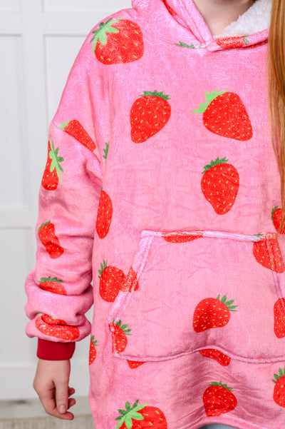 Kids Oversized Hoodie Blanket in Strawberry-Layers-Ave Shops-Market Street Nest, Fashionable Clothing, Shoes and Home Décor Located in Mabank, TX