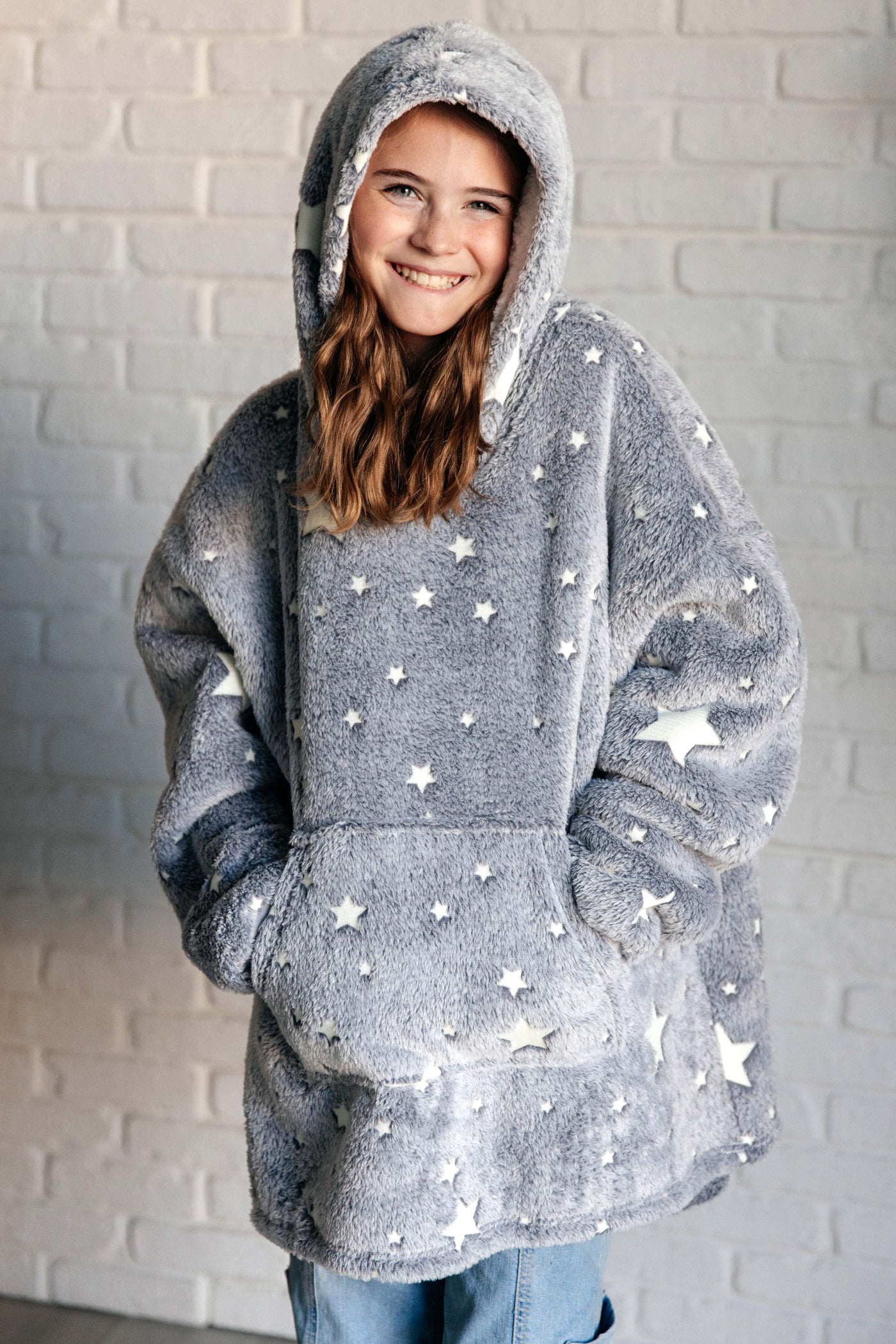 Kids Oversized Hoodie Blanket in Grey Stars-Layers-Ave Shops-Market Street Nest, Fashionable Clothing, Shoes and Home Décor Located in Mabank, TX