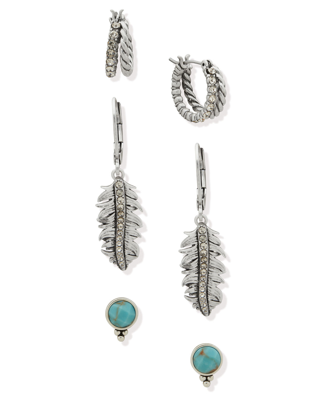 Lainey Wilson Pavé Feather Trio Earrings-01-Jewelry-The Jewelry Group-Market Street Nest, Fashionable Clothing, Shoes and Home Décor Located in Mabank, TX