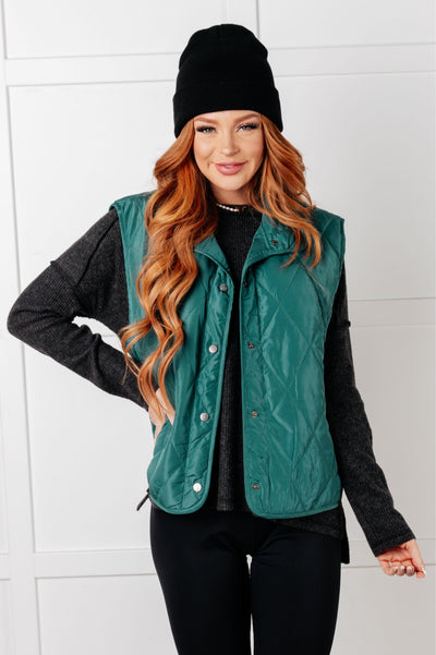 Layering Queen Quilted Puffer Vest in Hunter Green-Layers-Ave Shops-Market Street Nest, Fashionable Clothing, Shoes and Home Décor Located in Mabank, TX