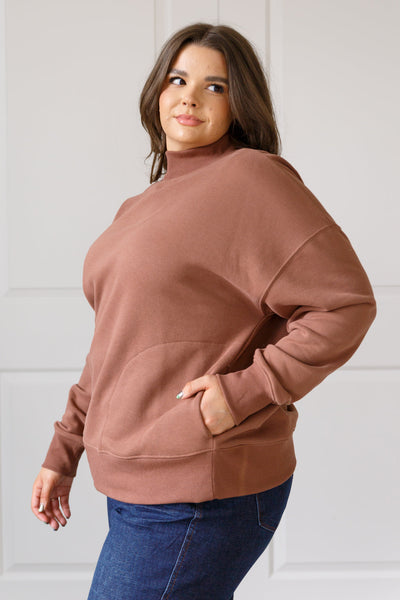 Make No Mistake Mock Neck Pullover in Cocoa-Tops-Ave Shops-Market Street Nest, Fashionable Clothing, Shoes and Home Décor Located in Mabank, TX