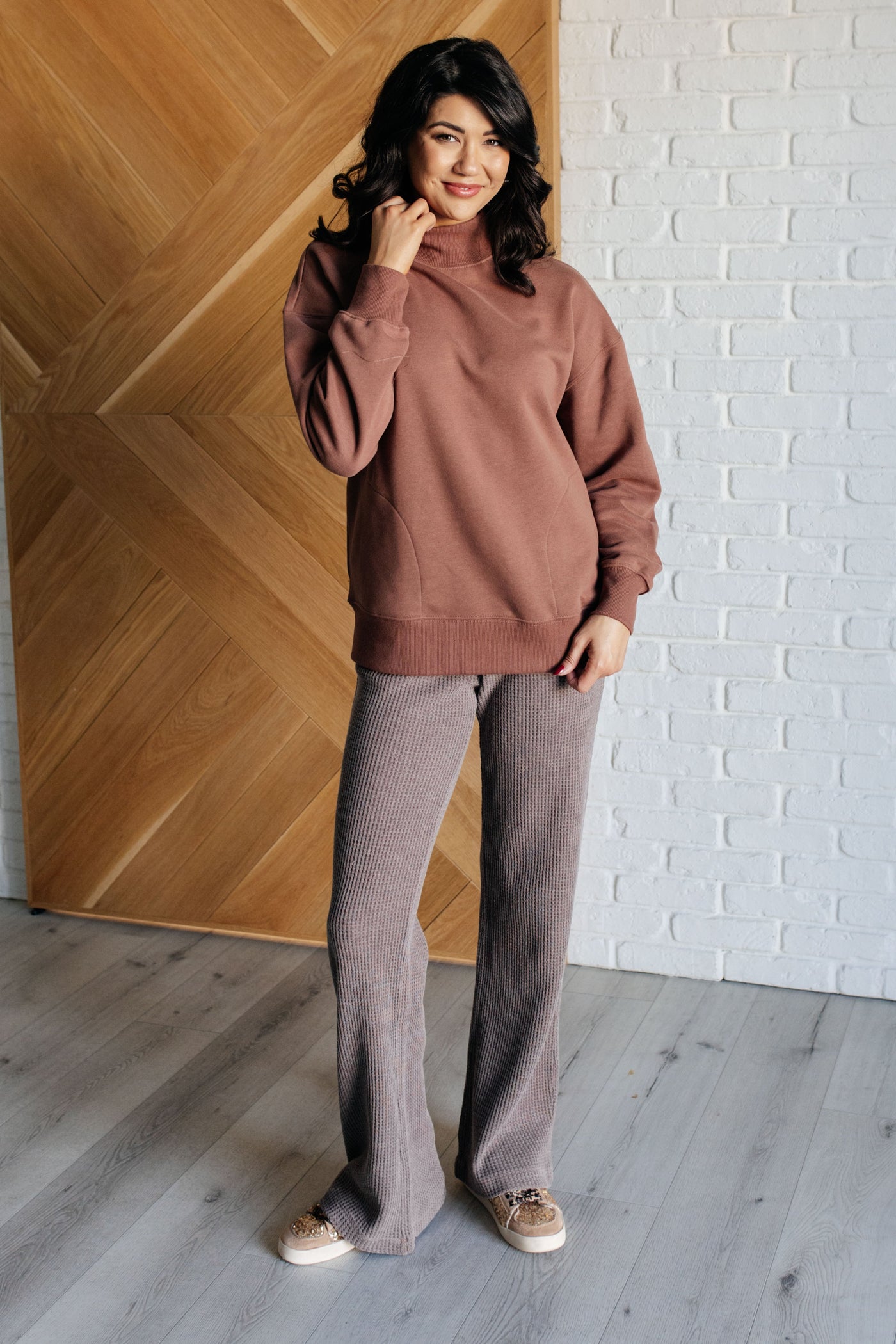 Set Process Mineral Wash Waffle Knit Pants in Brown-Athleisure-Ave Shops-Market Street Nest, Fashionable Clothing, Shoes and Home Décor Located in Mabank, TX