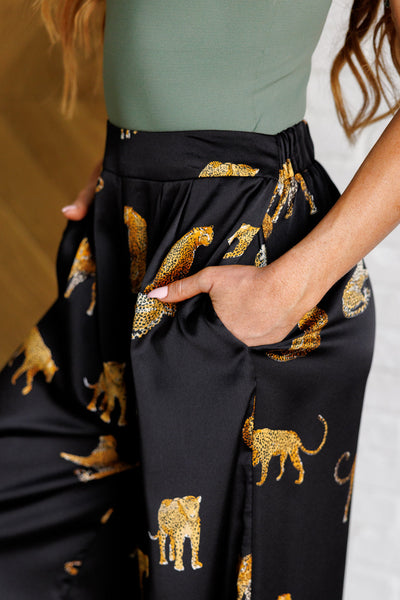 Legendary in Leopard Satin Wide Leg Pants-Bottoms-Ave Shops-Market Street Nest, Fashionable Clothing, Shoes and Home Décor Located in Mabank, TX