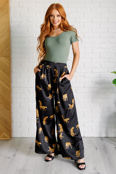 Legendary in Leopard Satin Wide Leg Pants-Bottoms-Ave Shops-Market Street Nest, Fashionable Clothing, Shoes and Home Décor Located in Mabank, TX