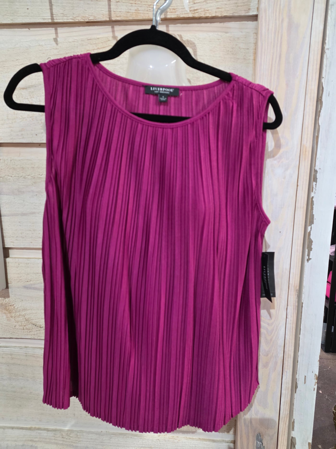 Liverpool Sleeveless Boat Neck Blouse in Dark Currant-Tops-Liverpool-Market Street Nest, Fashionable Clothing, Shoes and Home Décor Located in Mabank, TX