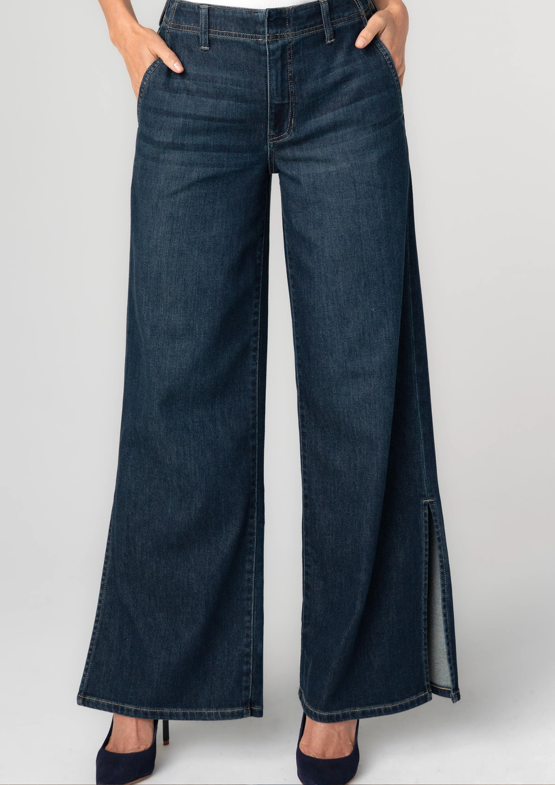 Liverpool Weekender Wide Leg W / Side Slit-09-Bottoms-LIVERPOOL LOS ANGELES-Market Street Nest, Fashionable Clothing, Shoes and Home Décor Located in Mabank, TX
