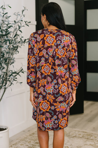 Lizzy Long Sleeve Dress in Chocolate Floral-Womens-Ave Shops-Market Street Nest, Fashionable Clothing, Shoes and Home Décor Located in Mabank, TX