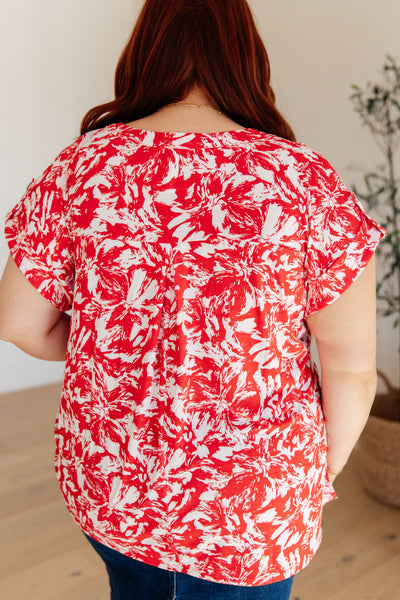 Lizzy Cap Sleeve Top in Red Floral-Womens-Ave Shops-Market Street Nest, Fashionable Clothing, Shoes and Home Décor Located in Mabank, TX