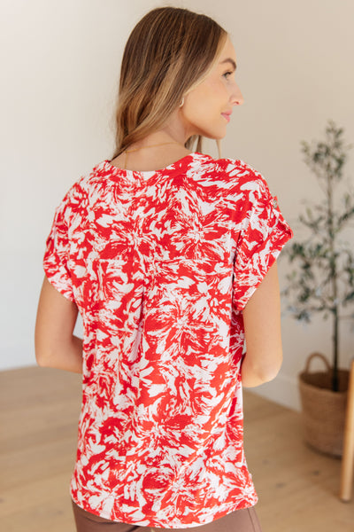 Lizzy Cap Sleeve Top in Red Floral-Womens-Ave Shops-Market Street Nest, Fashionable Clothing, Shoes and Home Décor Located in Mabank, TX