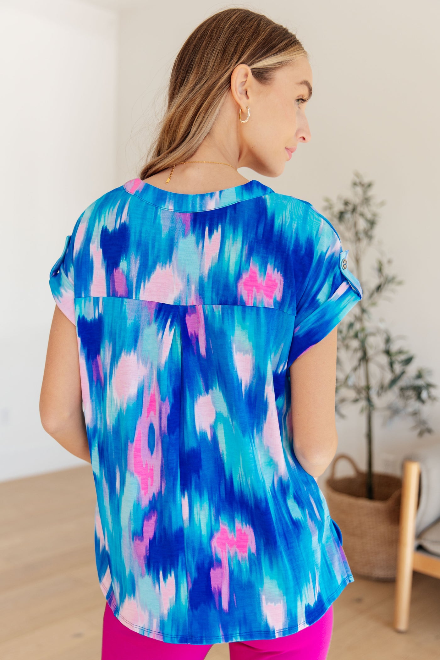 Lizzy Cap Sleeve Top in Royal Brush Strokes-Womens-Ave Shops-Market Street Nest, Fashionable Clothing, Shoes and Home Décor Located in Mabank, TX