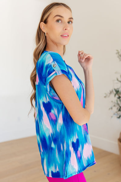Lizzy Cap Sleeve Top in Royal Brush Strokes-Womens-Ave Shops-Market Street Nest, Fashionable Clothing, Shoes and Home Décor Located in Mabank, TX