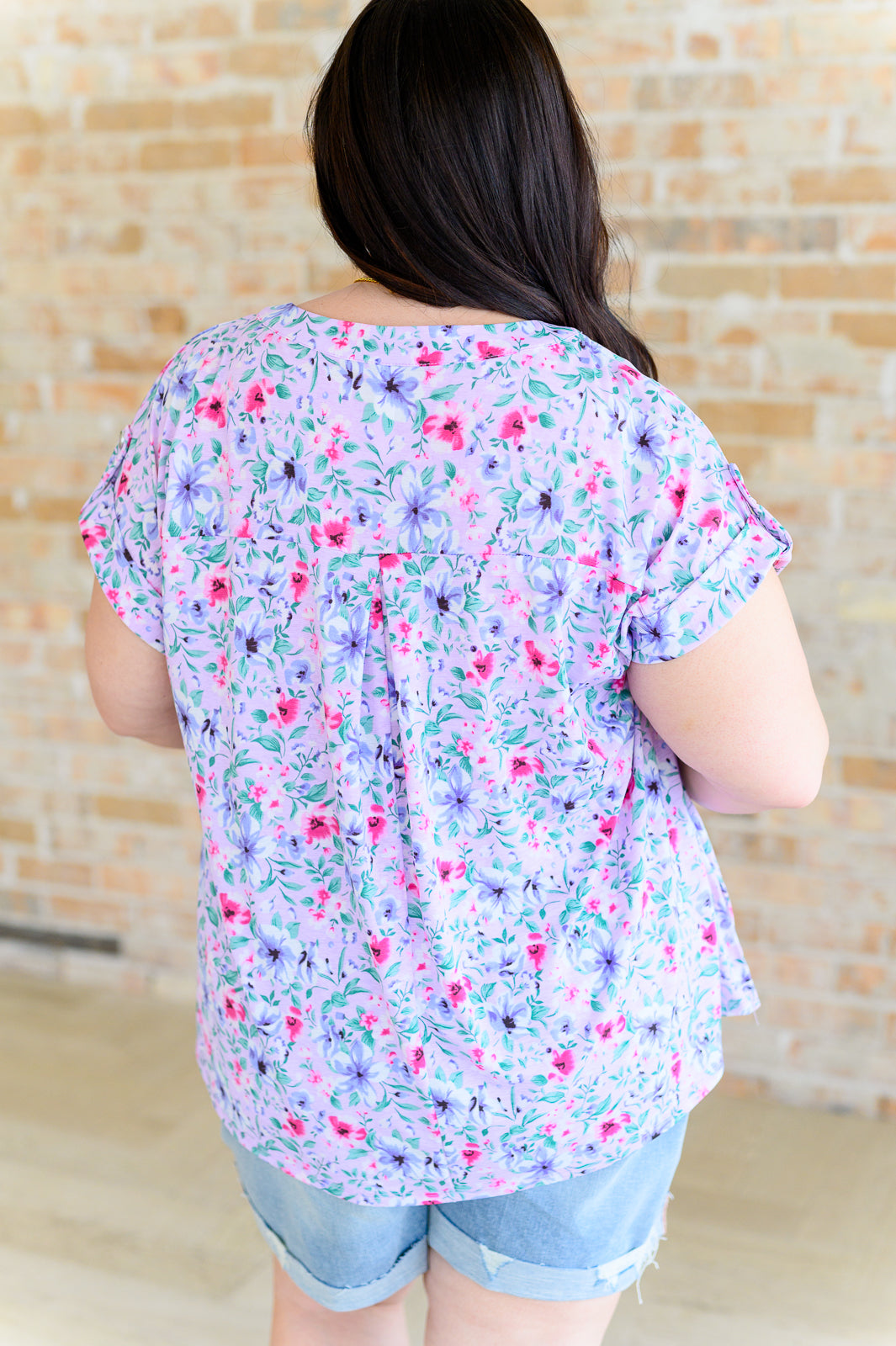 Lizzy Cap Sleeve Top in Muted Lavender and Pink Floral-Tops-Ave Shops-Market Street Nest, Fashionable Clothing, Shoes and Home Décor Located in Mabank, TX