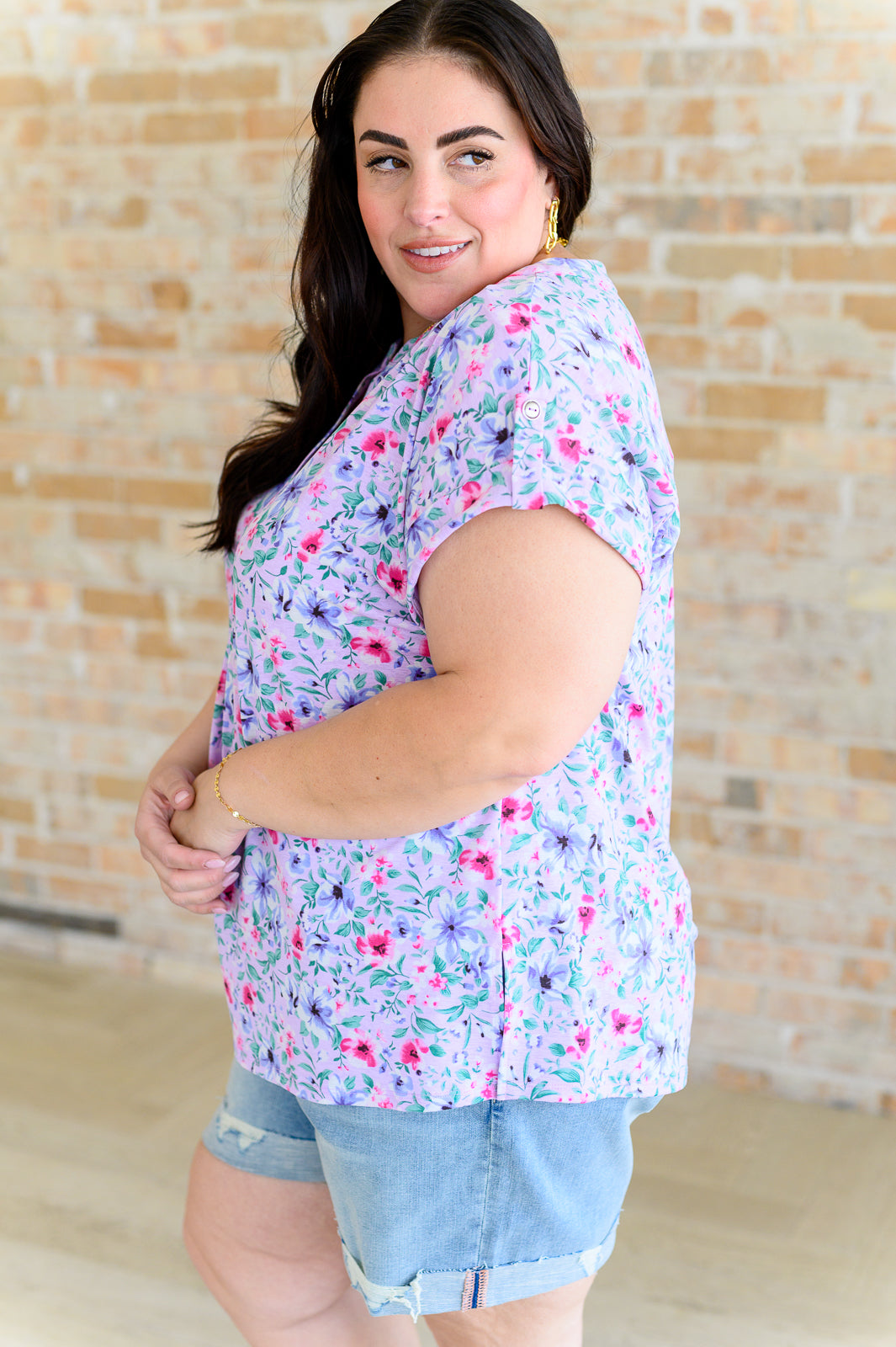 Lizzy Cap Sleeve Top in Muted Lavender and Pink Floral-Tops-Ave Shops-Market Street Nest, Fashionable Clothing, Shoes and Home Décor Located in Mabank, TX