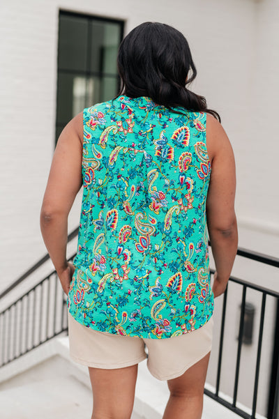 Lizzy Tank Top in Emerald and Aqua Multi Floral-Tops-Ave Shops-Market Street Nest, Fashionable Clothing, Shoes and Home Décor Located in Mabank, TX