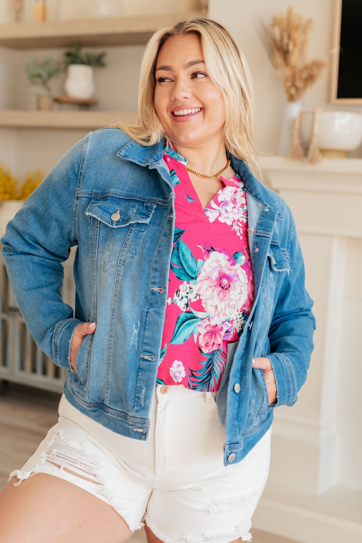 Lizzy Top in Magenta and Teal Tropical Floral-Tops-Ave Shops-Market Street Nest, Fashionable Clothing, Shoes and Home Décor Located in Mabank, TX