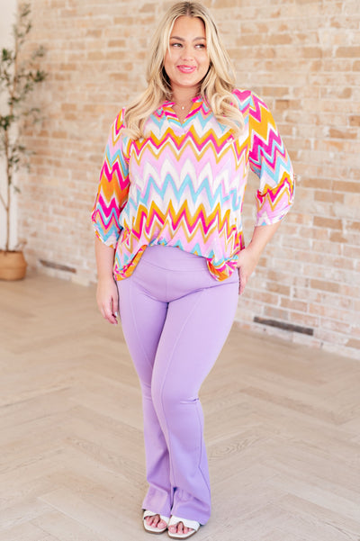 Lizzy Top in Orange Multi Chevron-Tops-Ave Shops-Market Street Nest, Fashionable Clothing, Shoes and Home Décor Located in Mabank, TX