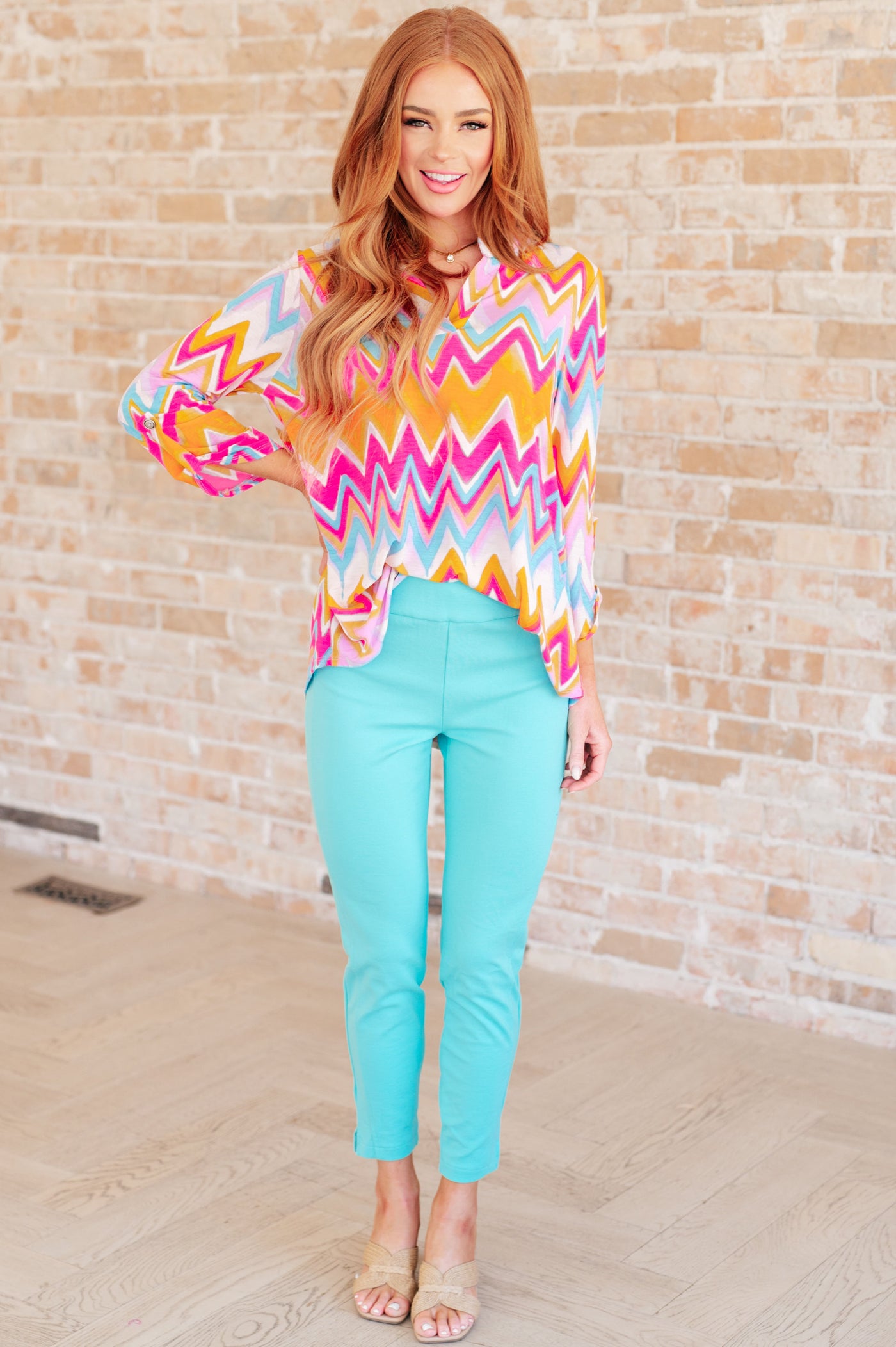 Lizzy Top in Orange Multi Chevron-Tops-Ave Shops-Market Street Nest, Fashionable Clothing, Shoes and Home Décor Located in Mabank, TX