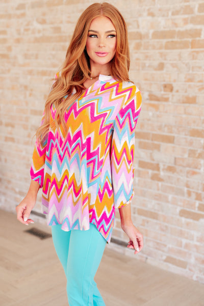 Lizzy Top in Orange Multi Chevron-Tops-Ave Shops-Market Street Nest, Fashionable Clothing, Shoes and Home Décor Located in Mabank, TX