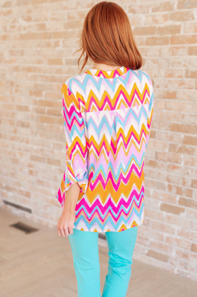 Lizzy Top in Orange Multi Chevron-Tops-Ave Shops-Market Street Nest, Fashionable Clothing, Shoes and Home Décor Located in Mabank, TX