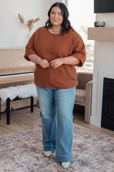 Lotta Love Knitted Sweater Top in Rust-Tops-Ave Shops-Market Street Nest, Fashionable Clothing, Shoes and Home Décor Located in Mabank, TX