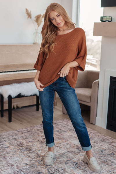 Lotta Love Knitted Sweater Top in Rust-Tops-Ave Shops-Market Street Nest, Fashionable Clothing, Shoes and Home Décor Located in Mabank, TX
