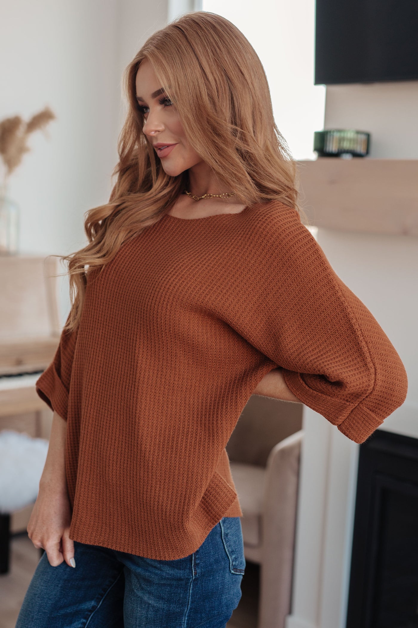 Lotta Love Knitted Sweater Top in Rust-Tops-Ave Shops-Market Street Nest, Fashionable Clothing, Shoes and Home Décor Located in Mabank, TX