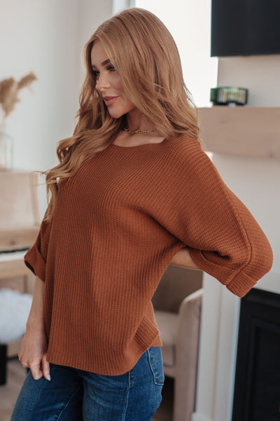 Lotta Love Knitted Sweater Top in Rust-Tops-Ave Shops-Market Street Nest, Fashionable Clothing, Shoes and Home Décor Located in Mabank, TX