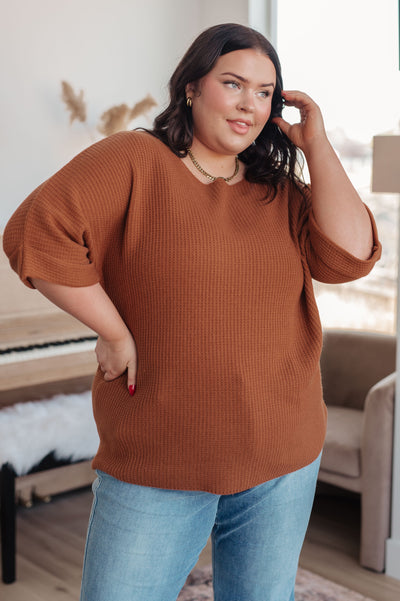 Lotta Love Knitted Sweater Top in Rust-Tops-Ave Shops-Market Street Nest, Fashionable Clothing, Shoes and Home Décor Located in Mabank, TX