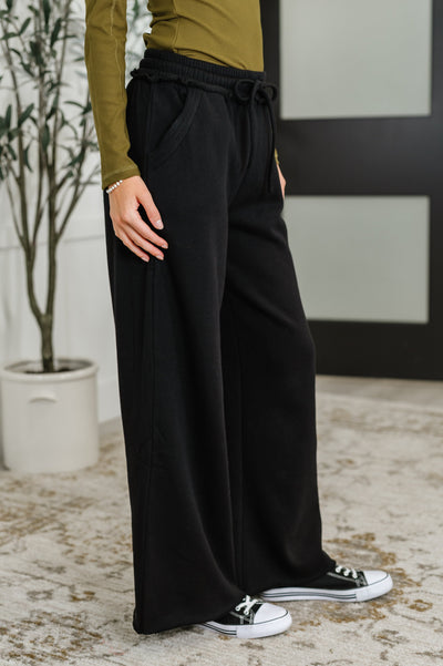 Lounge Line Wide Leg Sweats in Black-Womens-Ave Shops-Market Street Nest, Fashionable Clothing, Shoes and Home Décor Located in Mabank, TX