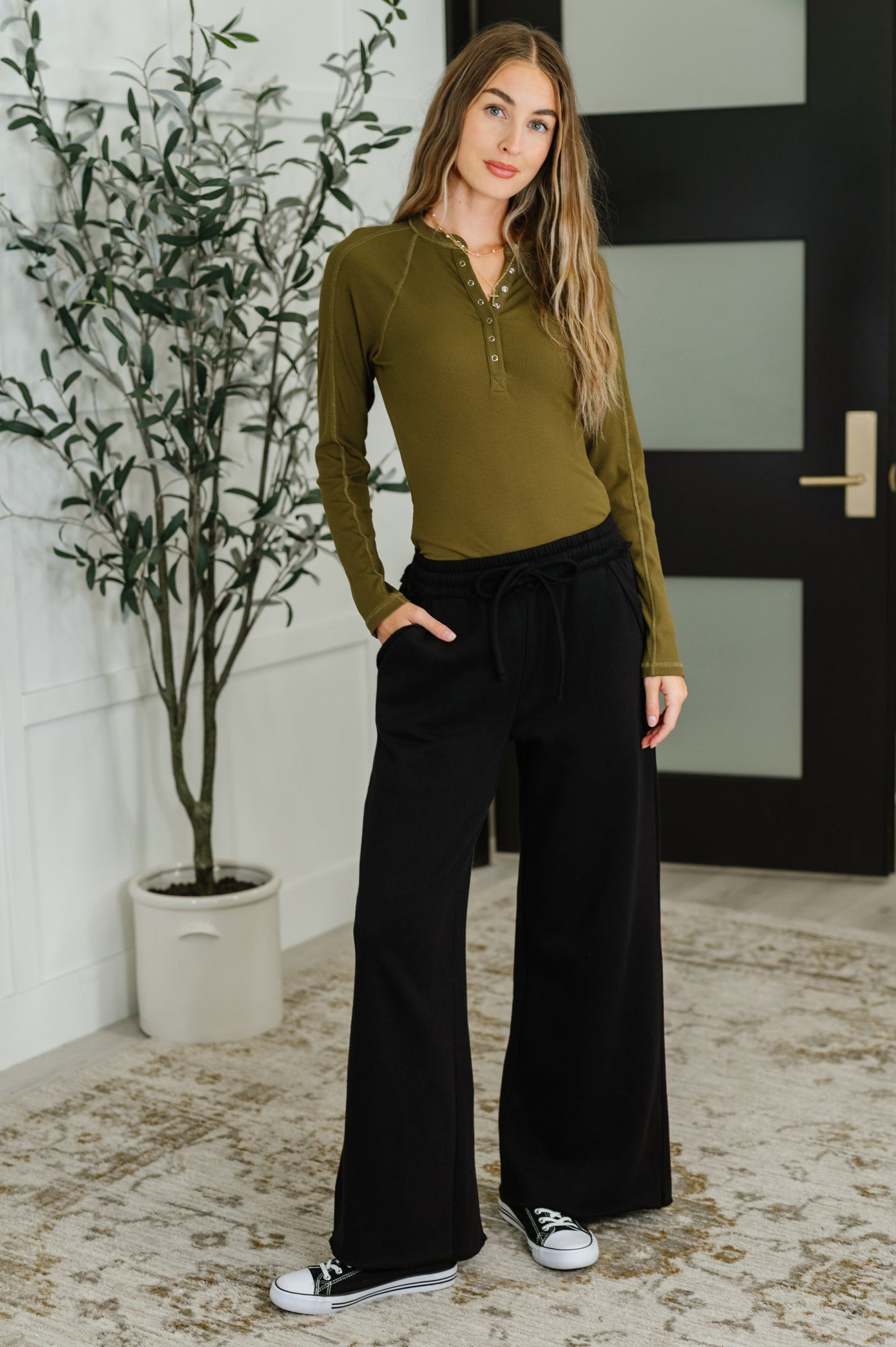 Lounge Line Wide Leg Sweats in Black-Womens-Ave Shops-Market Street Nest, Fashionable Clothing, Shoes and Home Décor Located in Mabank, TX