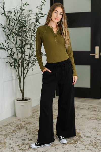 Lounge Line Wide Leg Sweats in Black-Womens-Ave Shops-Market Street Nest, Fashionable Clothing, Shoes and Home Décor Located in Mabank, TX