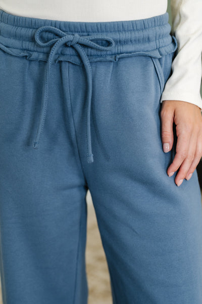 Lounge Line Wide Leg Sweats in Dusty Blue-Womens-Ave Shops-Market Street Nest, Fashionable Clothing, Shoes and Home Décor Located in Mabank, TX
