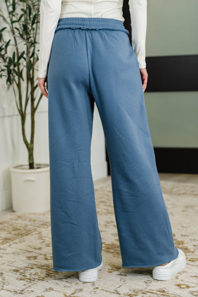 Lounge Line Wide Leg Sweats in Dusty Blue-Womens-Ave Shops-Market Street Nest, Fashionable Clothing, Shoes and Home Décor Located in Mabank, TX