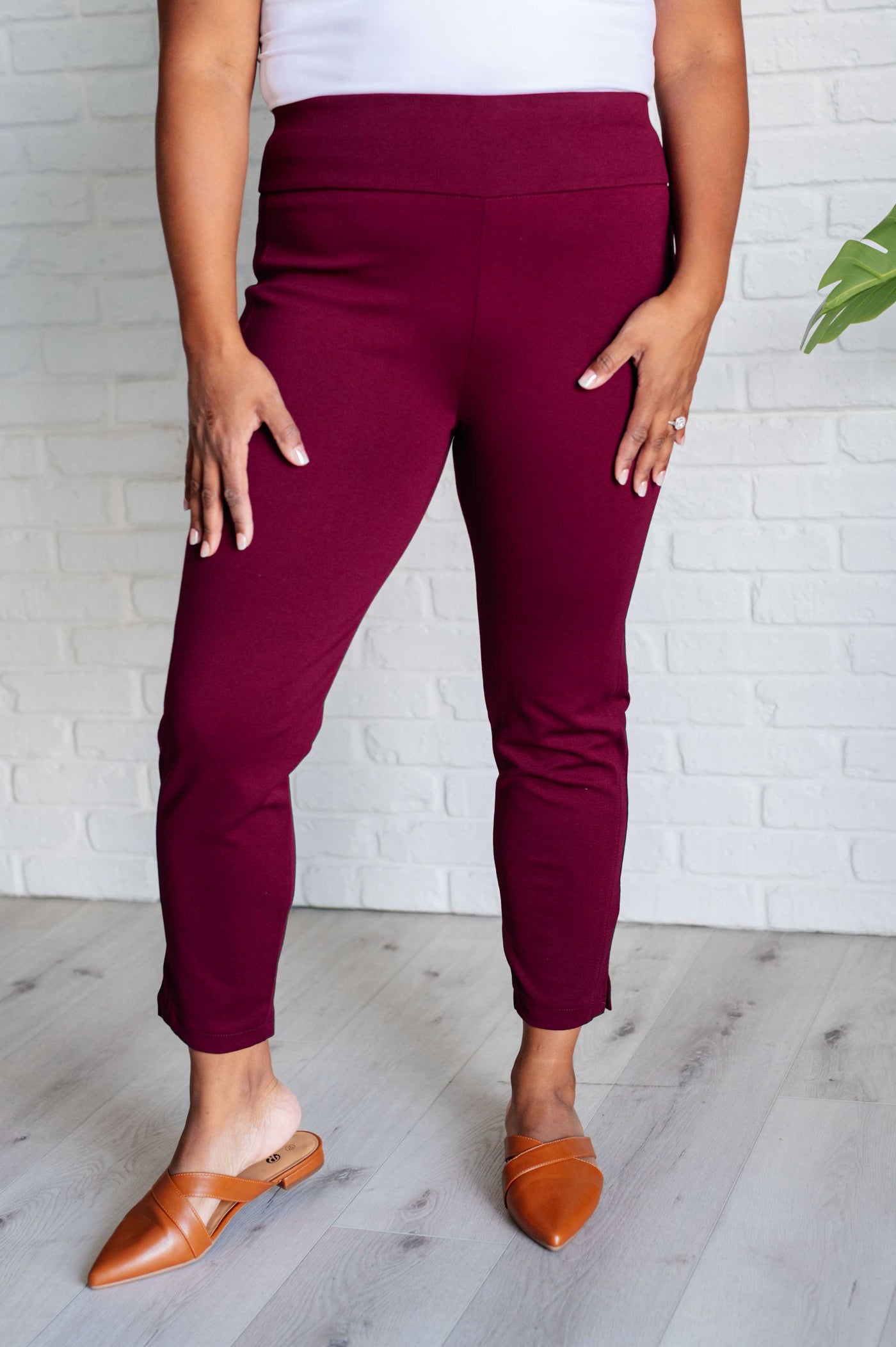 Magic Ankle Crop Skinny Pants in Wine-Bottoms-Ave Shops-Market Street Nest, Fashionable Clothing, Shoes and Home Décor Located in Mabank, TX