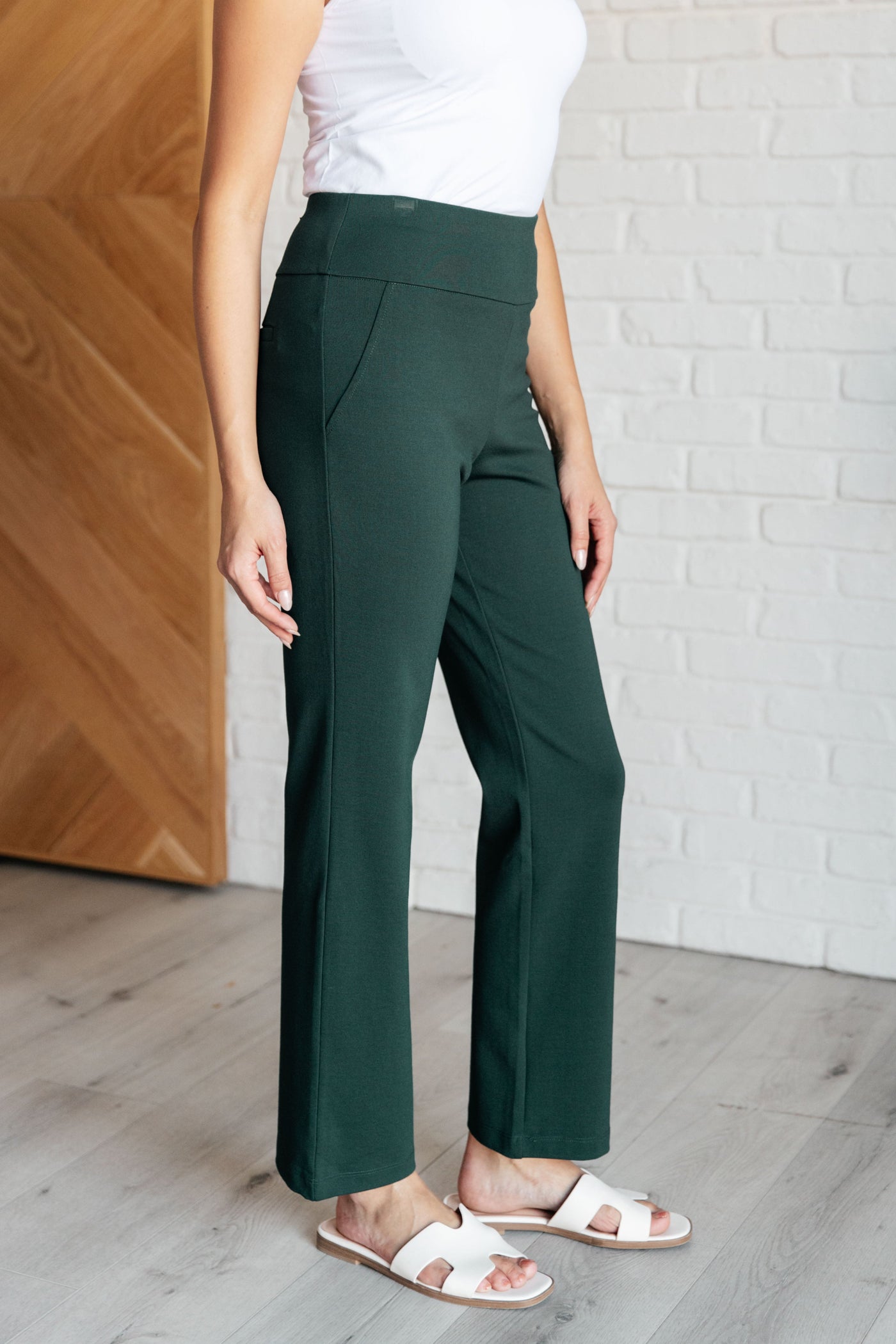 Magic Straight Pants in Hunter Green-Bottoms-Ave Shops-Market Street Nest, Fashionable Clothing, Shoes and Home Décor Located in Mabank, TX