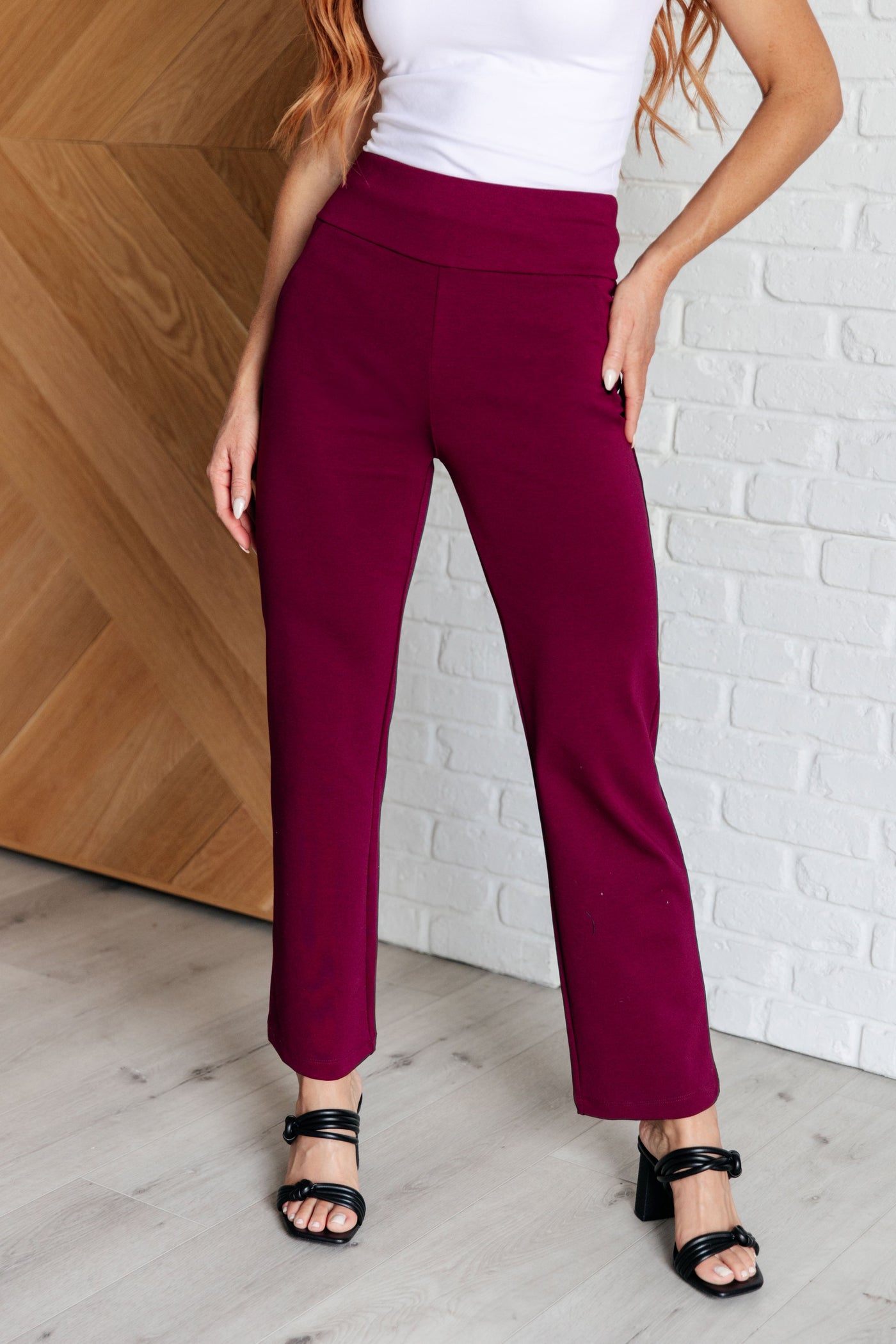 Magic Straight Pants in Wine-Bottoms-Ave Shops-Market Street Nest, Fashionable Clothing, Shoes and Home Décor Located in Mabank, TX