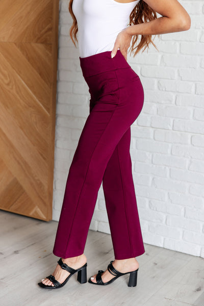 Magic Straight Pants in Wine-Bottoms-Ave Shops-Market Street Nest, Fashionable Clothing, Shoes and Home Décor Located in Mabank, TX